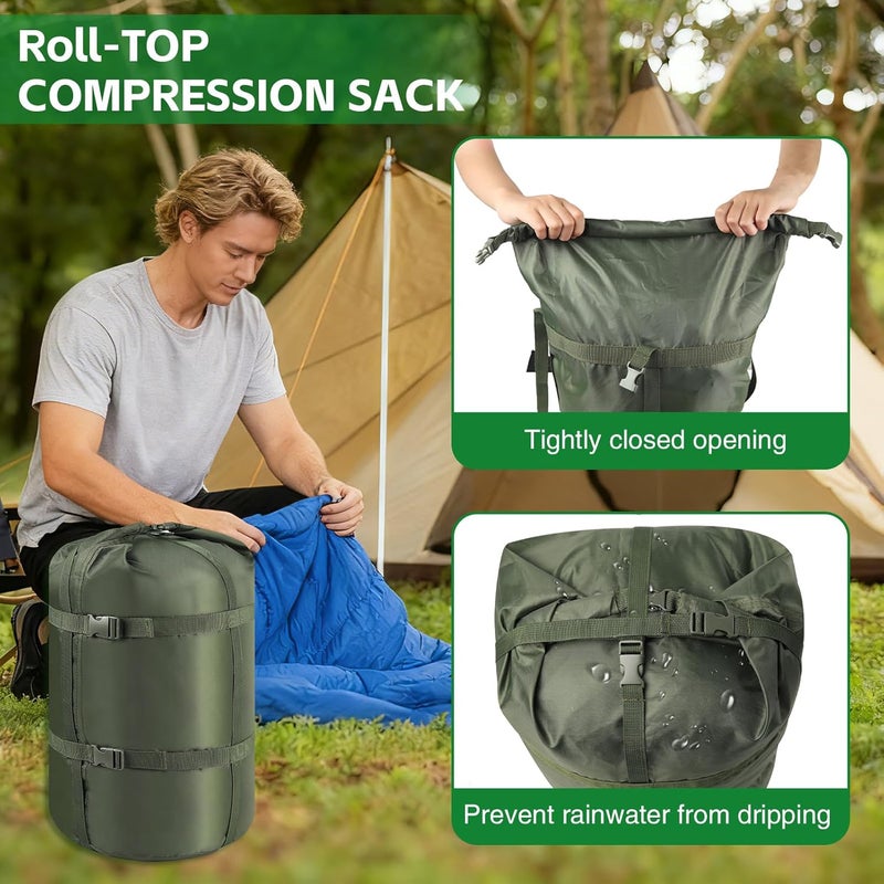 NewShot Compression Stuff Sack, Ultralight Portable Sleeping Bag Stuff Sack, 15L/27L/45L Sleeping Bag Storage Sack, Space-Saving Compression Sack for Backpacking, Camping, Hiking, Travel -L - Image 2